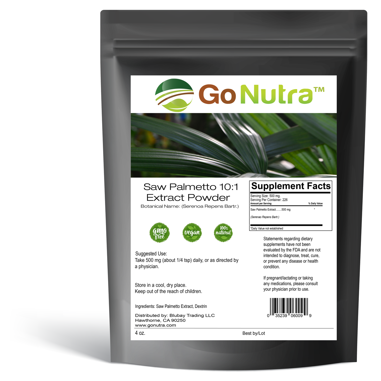 Saw Palmetto Root Extract Powder 101 Strength 4 oz. Herbs & Botanicals