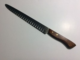 Vintage Kitchen Knife Ekco Flint Stainless 9” Blade Wood Handle Cooking Slicing - $10.36