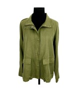 EILEEN FISHER women's small bomber jacket - olive green tencel-linen utility - $50.00