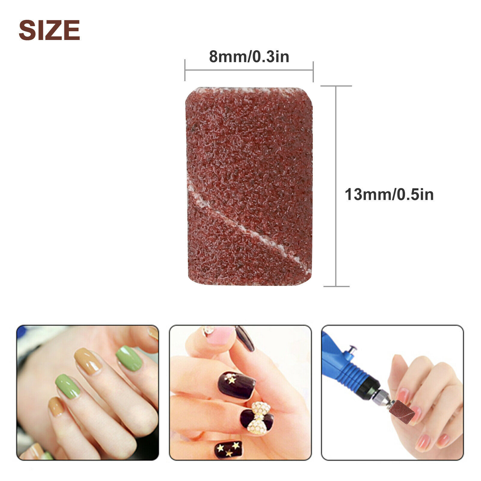 100 Pieces Extra Coarse Grit 80 Sanding Bands for Nail Drill Bits File