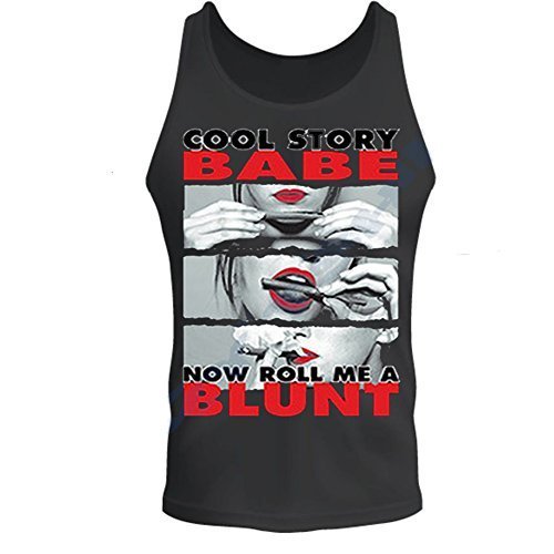cool story babe now roll me a blunt black tee tank top dope s 2xl (xl)