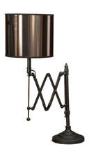Foldable Table Lamp with PVC Shade 26" High Brown Metal Home Decor Office Study image 1