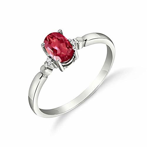 Galaxy Gold GG 14K Solid White Gold Ring 0.71 ct Diamond Ruby