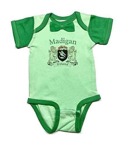 Madigan Irish Coat of Arms Baby Bowtie Onesie - 12 Months Mint Green