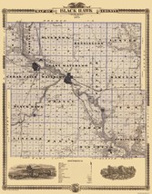 Old County Map - Black Hawk Iowa Landowner - Shober 1875 - 23 x 29.44 - $34.99