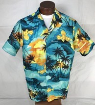 Vintage Hawaiian Aloha Shirt Tropical Sunset Hawaii Palm Trees Mens Size L - £19.02 GBP