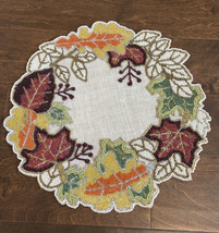 Nicole Miller Fall Leaves Thanksgiving Beaded Round 15&quot; Dia Charger Plac... - $29.94