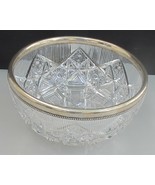 Sterling silver rim American Brilliant Period Cut Glass bowl Antique ABP - $490.23