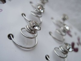 6 Conair Sophisticates Silver Metal Hairpins Spin Diamond Rhinestones Pr... - $10.00