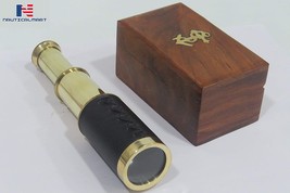  6" Handheld Brass Telescope with Wooden Box - Pirate Navigation