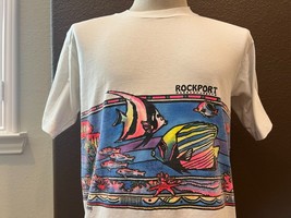 Vintage 90&#39;s Rockport, Massachusetts Aquarium White T-shirt size L - $29.69