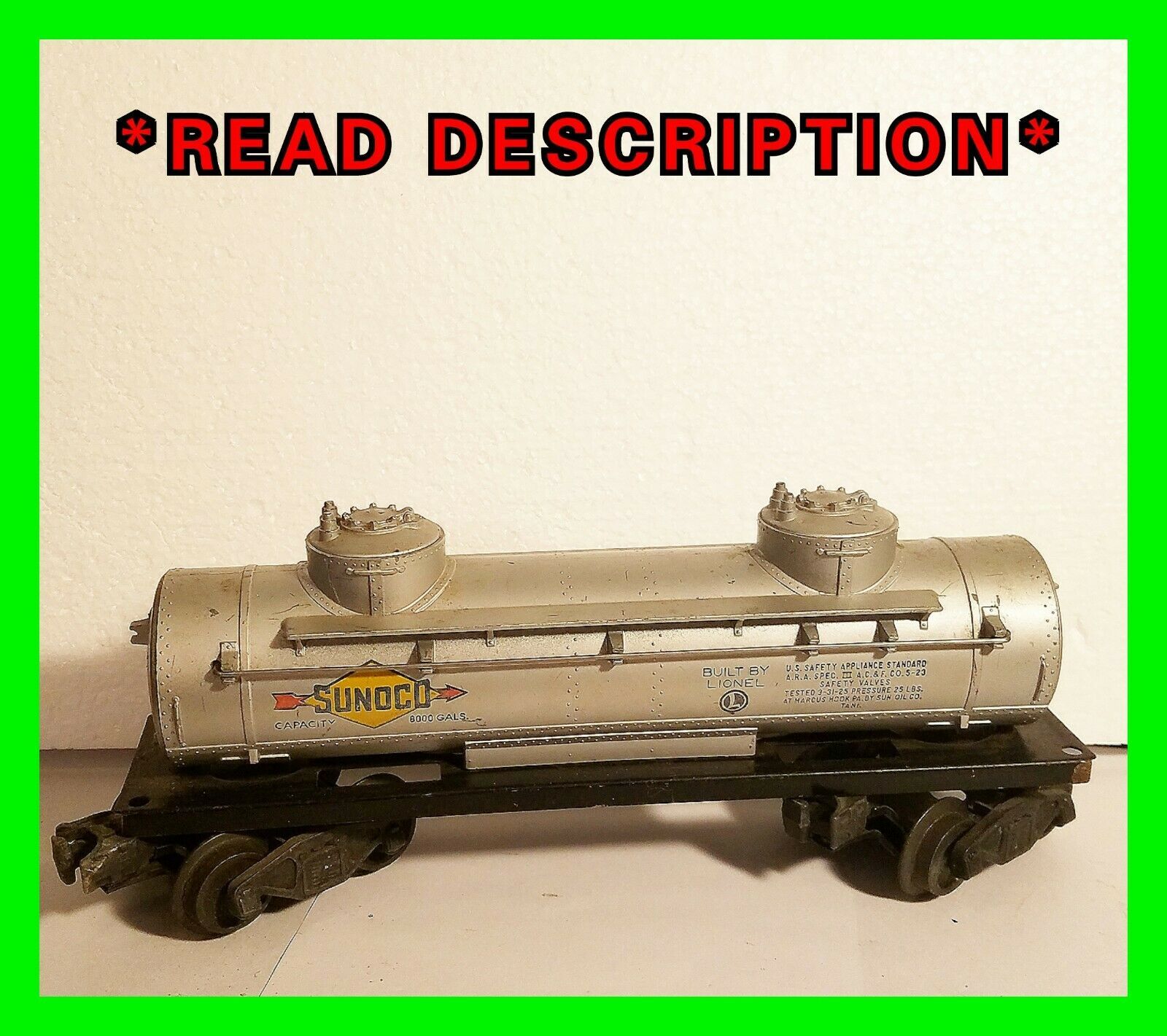 Lionel O and O27 Gauge Single Dome Mobilgas Plated Tank Car for sale online 