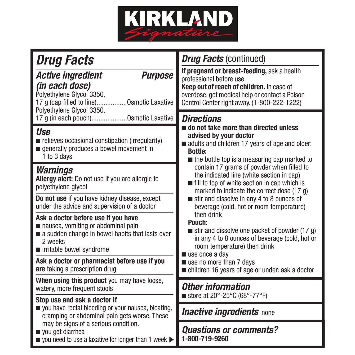 Kirkland Signature MiraLAX Active Ingredient And 50 Similar Items   S L1600 