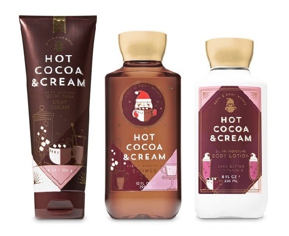3 Pc Bath & Body Works Hot Cocoa & Cream Set- Body Cream Shower Gel ...