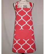 ﻿Red Moroccan Apron, Cross Back Red Quatrefoil Apron, Plus Size Red Whit... - $49.99