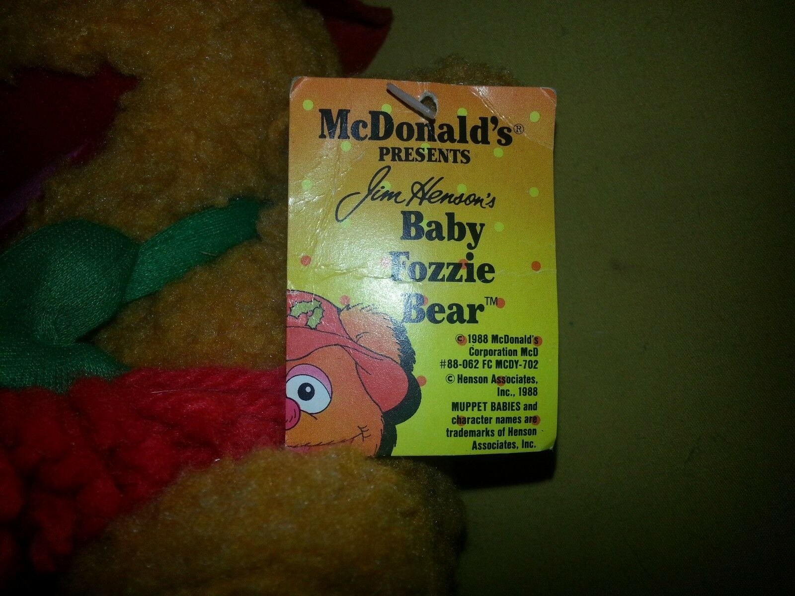 mcdonalds baby fozzie bear 1988