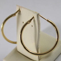 18K YELLOW GOLD CIRCLE EARRINGS HOOP, TUBE, DIAMETER 0.98 INCHES MADE IN ITALY image 1