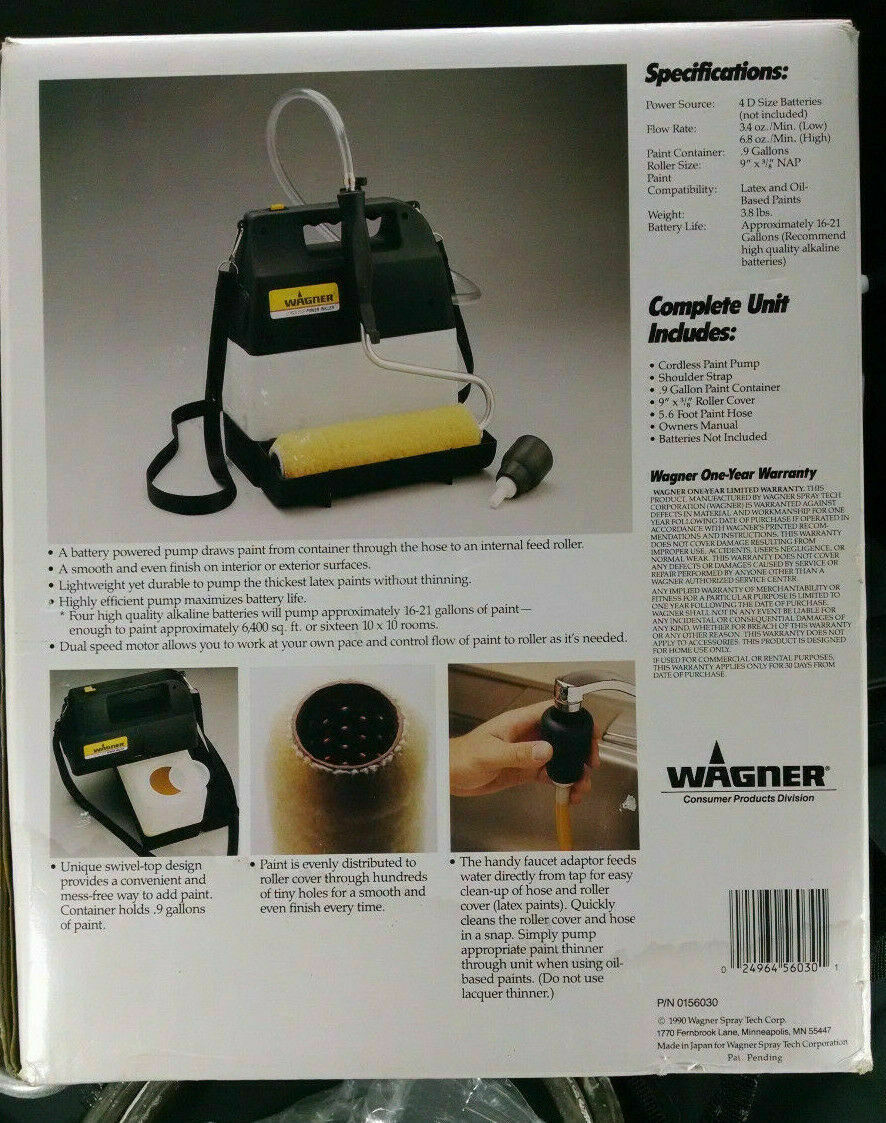 Wagner Power Roller Cordless Paint Painting System Model 0156030 NEW     57 