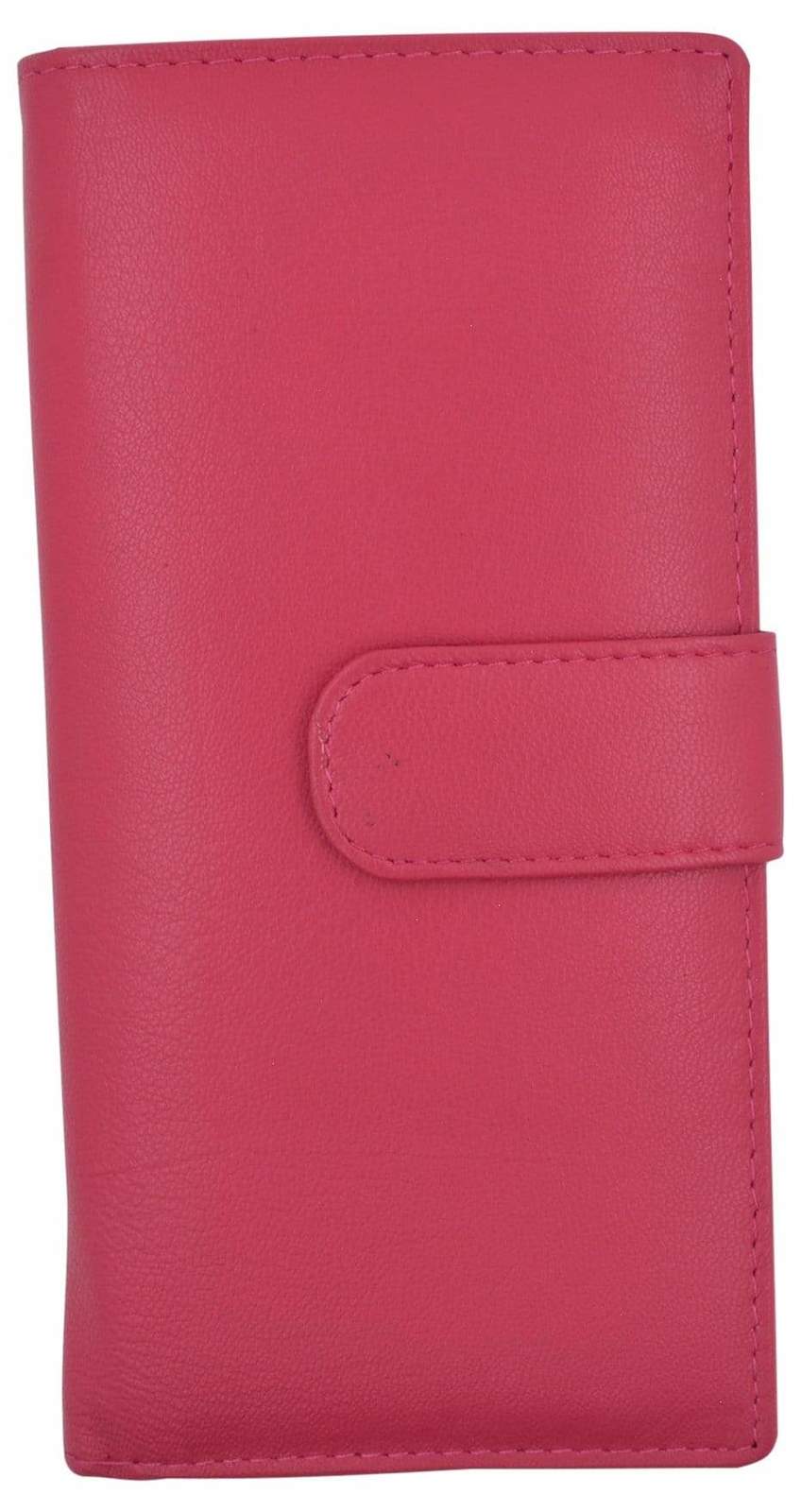 Brand New Hand Crafted Genuine Leather Checkbook Cover Pink with Snap