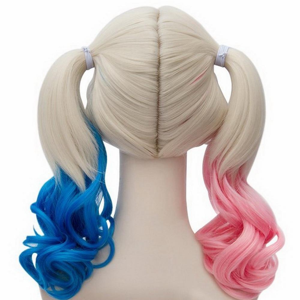 XCOSER Suicide Squad Harley Quinn hair Pink Blue Gradient Ponytail Long ...