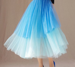Women Blue Layered Tulle Skirt Blue Puffy Tulle Skirt Outfit Custom Plus Size  image 4