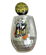 NEW The Nightmare Before Christmas Wine Glass &amp; Stopper Our Town Of Hall... - $16.82