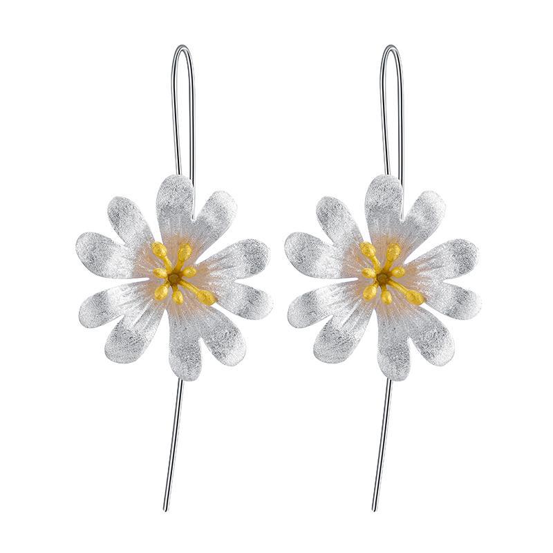 Blooming Flowers Earrings - 925 Sterling Silver + 18K Gold
