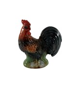Dolgencorp Ceramic Rooster 4.5&quot; Tall Green Red Figurine French Country F... - $9.89