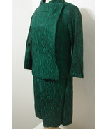 BARONS ALTA MODA ROMA Dress &amp; Jacket Green Brocade Silk Bias Cut 2pc 36 - $179.99