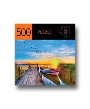 Jigsaw Puzzle 500 Piece Docked Boat with Sunset 28" x 20" Durable Fit Pieces 