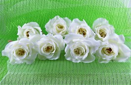 Napkin Rings Large White Rose Flower Yellow Center Faux Silk Set Of 8 We... - $36.62
