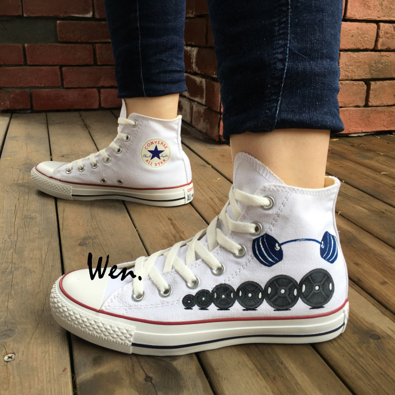 Barbell Weight Lifting Original Design Converse Chuck Taylor Hand Painted Shoes