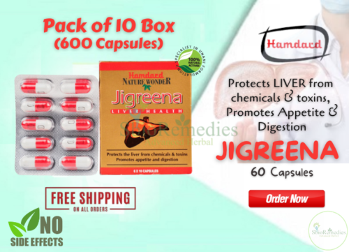 10x Hamdard JIGREENA Herbal Capsule Liver Detox Promotes Appetite Digestion