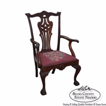 Antique 19th Century Centennial Carved Mahogany Chippendale Style Arm Chair - $895.00