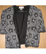 Stunning Ladies Black and White Beaded &amp; Embroidered Bolero Jacket Kazar... - $13.10