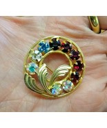 GOLD PLATED ROUND PIN WITH GEMSTONES - $23.13
