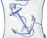 Blue and White Nautical Anchor Decorative Throw Pillow Cover