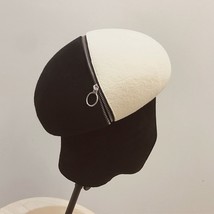 Elegant Retro White Black work Warm  Beret Femme Women French Beret Hat Zipper A - $140.00