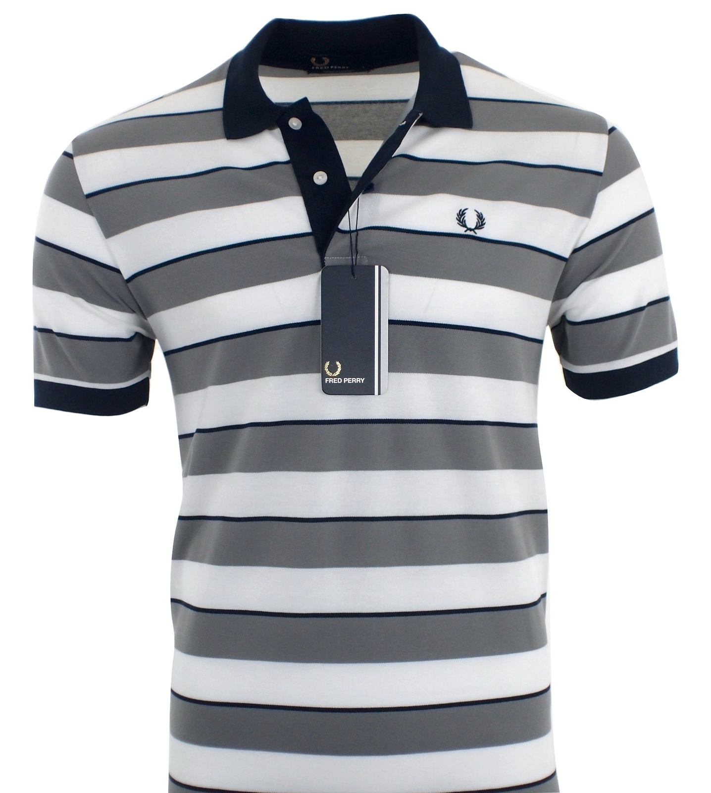 Image of FRED PERRY Men's Cotton Pique Polo Shirt Striped size S, M, L, XL, XXL