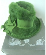 Vintage Jami Ladies Hat 1950s Green Fedora Style Felt fuzzy  - $32.71