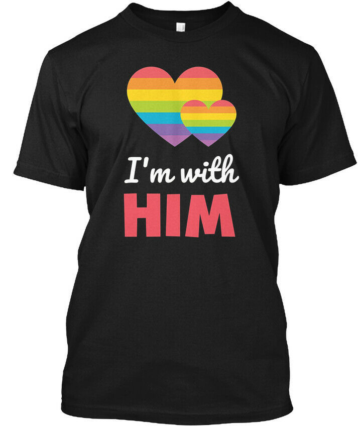 Im With Him Lgbtq Rainbow Gay Couple Hanes Tagless Tee T-Shirt - Shirts