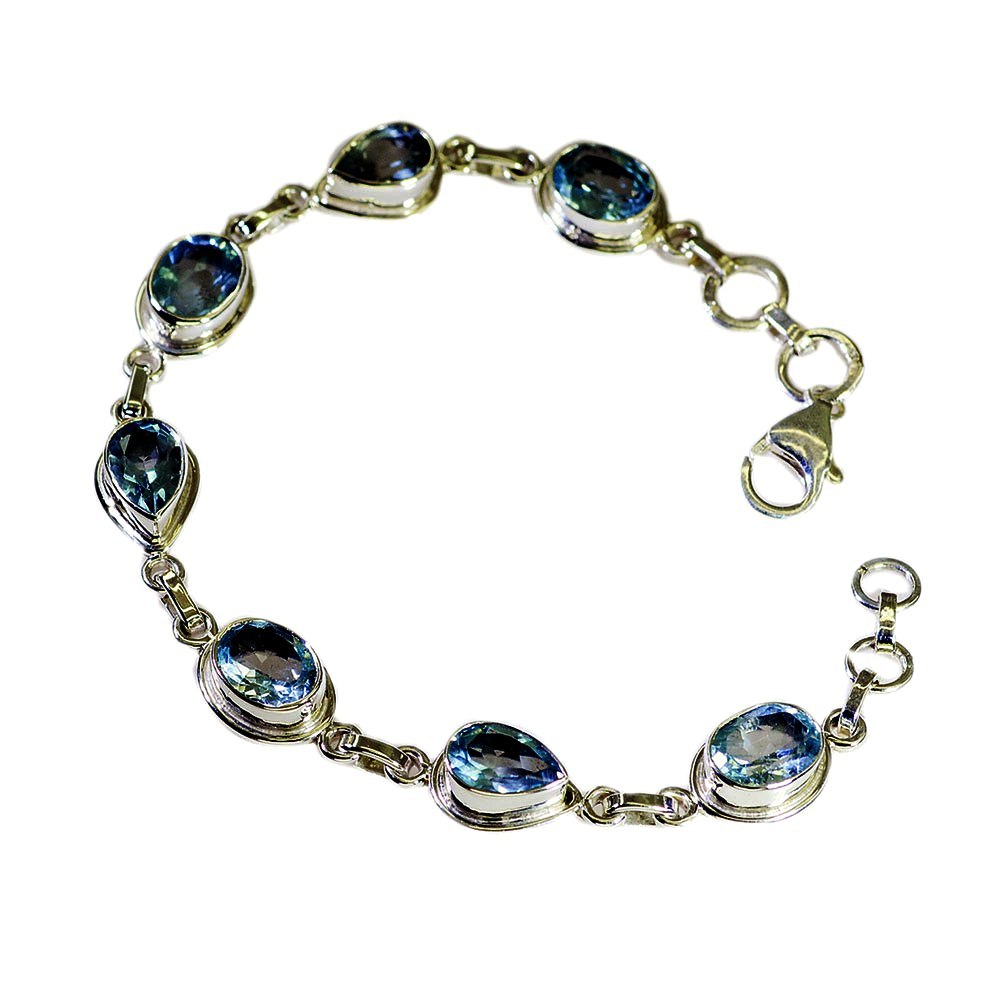 Real Blue Topaz Bracelet For Women Blue Stone Gift LenStyle Jewelry L 6 ...