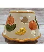 Ceramic Pumpkin Squash Fall Leaves Jar Candle Topper Lid  - $17.45