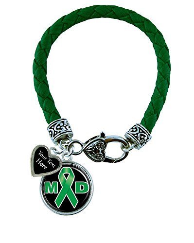 Holly Road Muscular Dystrophy Green Leather Bracelet Jewelry Choose Your Text