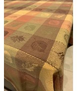 Thanksgiving Heavy Cotton Woven Tablecloth Fall Colors 74&quot;x 54&quot; Autumn L... - $22.28