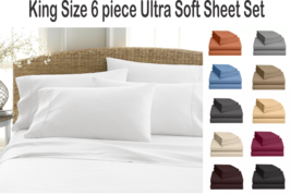 KING SIZE DEEP POCKET (6) PIECE SUPER ULTRA SOFT BED SHEET SET W/ 4 PILLOW CASES
