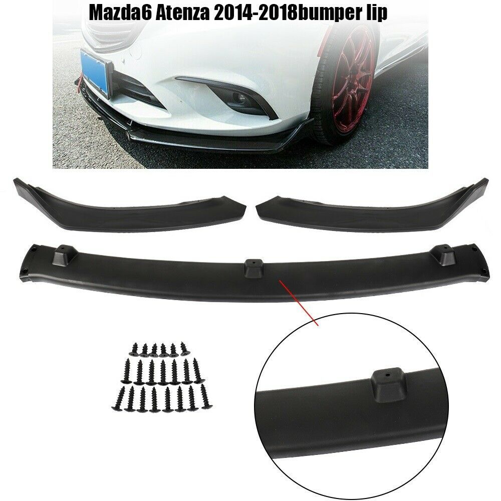 For 2014-2018 Mazda 6 Front Bumper Body Kit Spoiler Lip Black 3PC ...