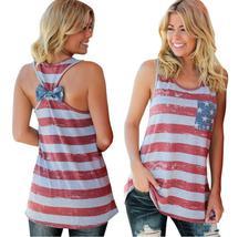 Print Casual  Amercican Independence Day T Shirt with Bowknot on Back - $19.99