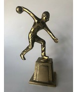 Vintage Bowling Trophy 8&quot; Brass Figure Mid-Century 60s Stand Alone  - $75.00
