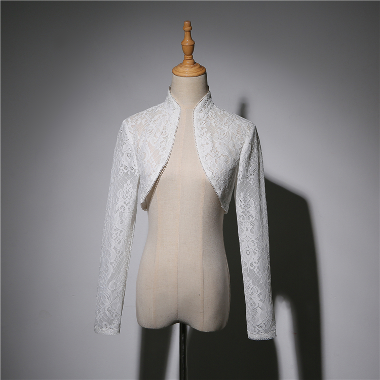 Long Sleeve Wedding Lace Cover Ups Retro Style Lace Bridal Boleros ...